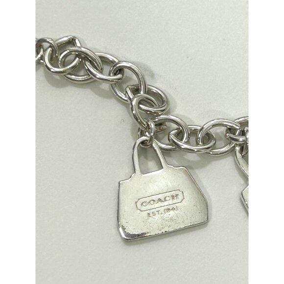 Coach Charm Bracelet Purses Sterling Silver .925 Vtg Multicolored Enamel 7.5” - Picture 9 of 17